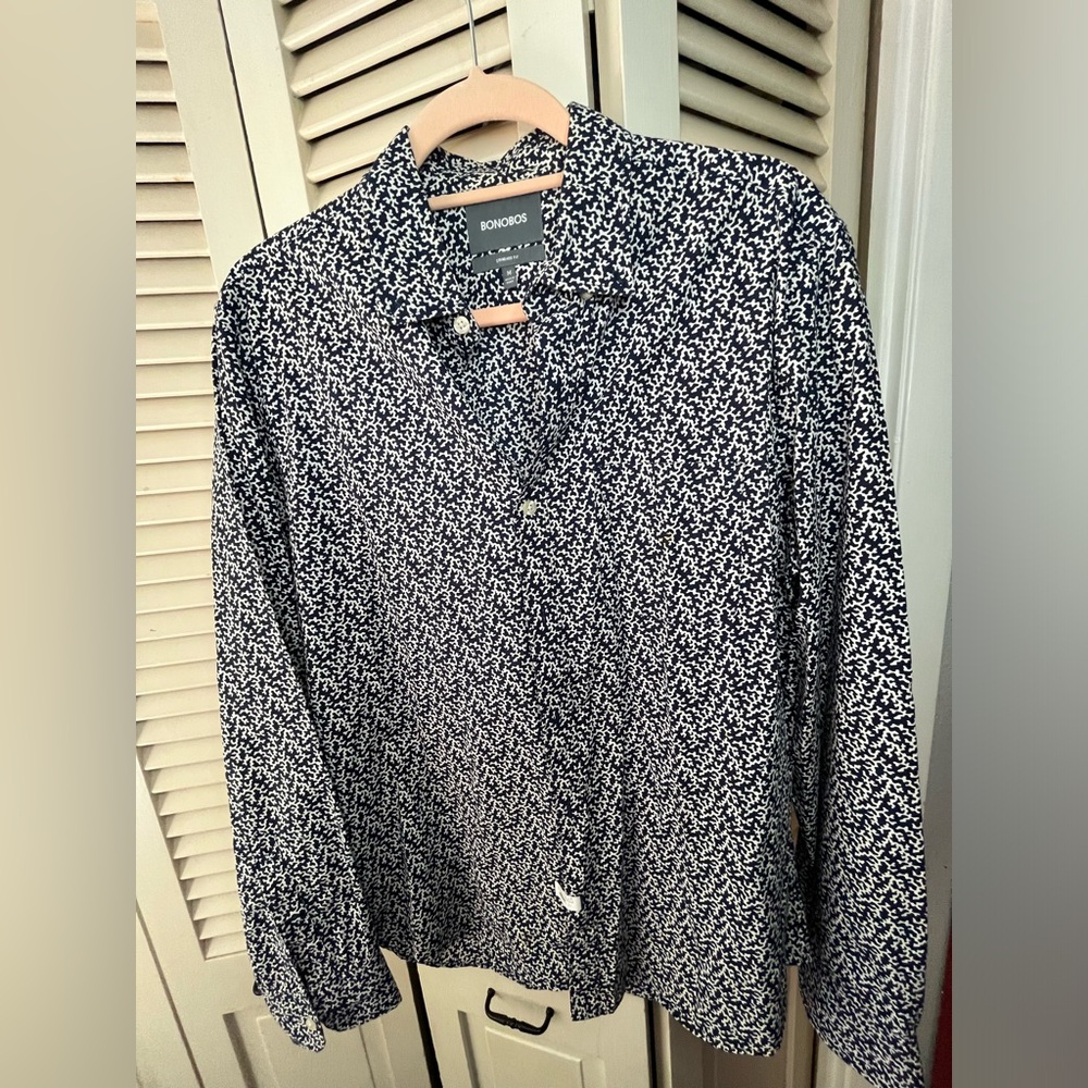 Bonobos Long Sleeve Everyday Button Up Medium Patterned Business Casual Shirt